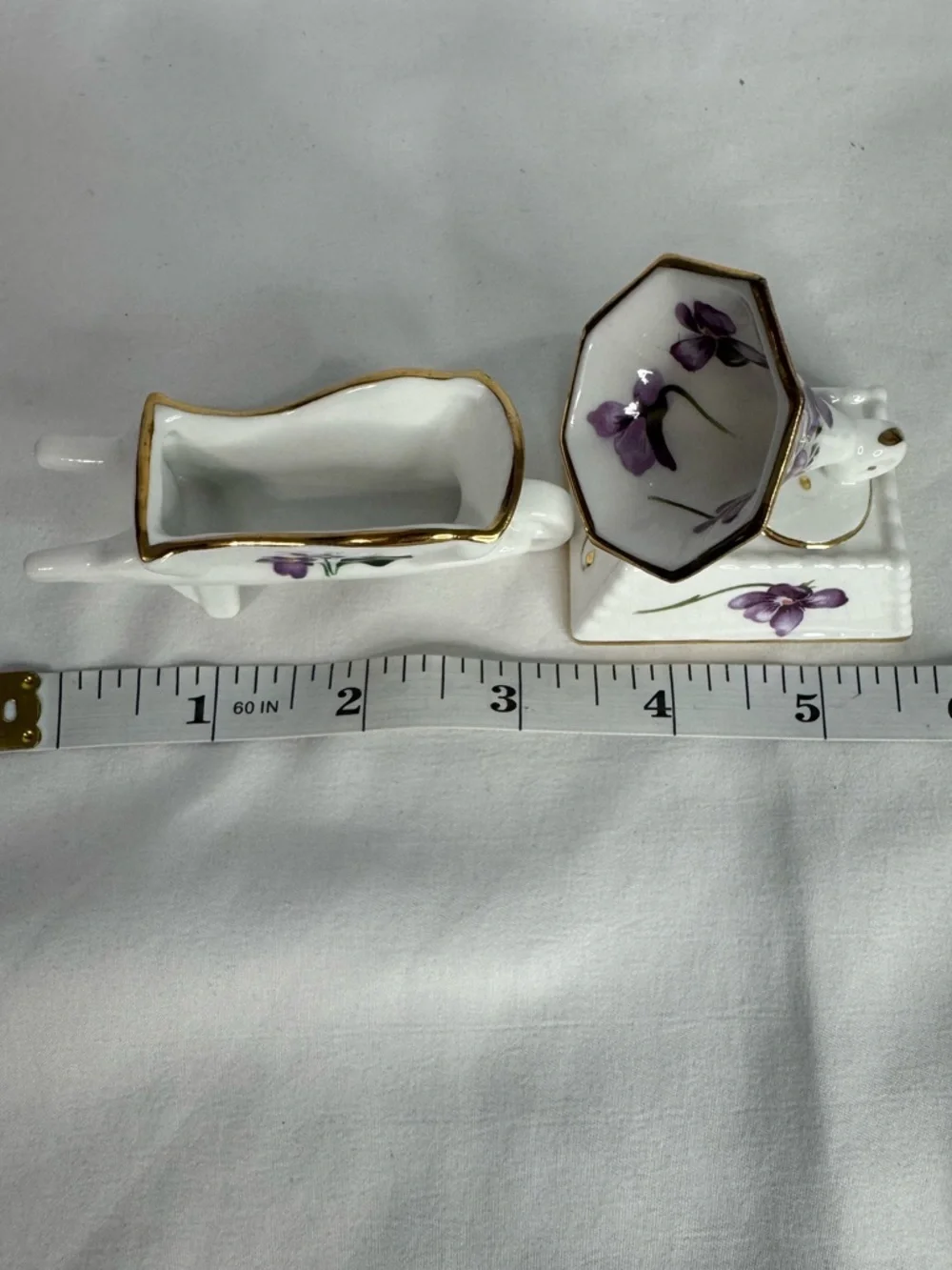 Hammersley Gramophone & Radnor Wheelbarrow Bone China Purple Floral Mini Set